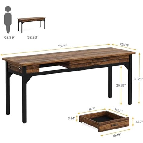 Tribesigns 78.7 Extra Long Double Desk with Drawers India | Ubuy