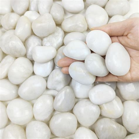 40 lbs Polished White River Rocks for Outdoor Landscaping, 1-2 Inch ...