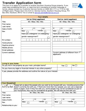 Fillable Online Transfer application form - draft 2, May 2011 ...