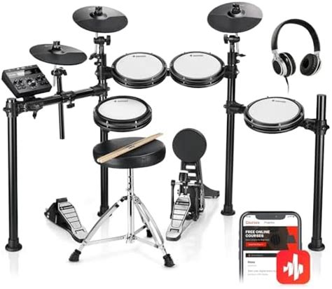 Donner DED-200 Electric Drum Sets, Electric Drum Kits with Quiet Mesh ...