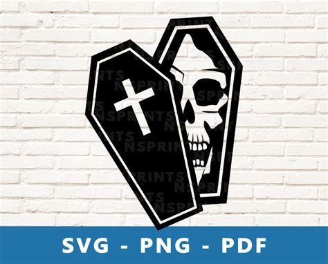 Buy Skull in Coffin SVG, Skull in Casket PNG, Funeral Cut File, Death ...