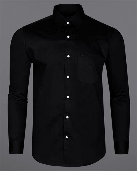 Jade Black Formal/Casual Plain-Solid Premium Cotton Shirt For Men ...