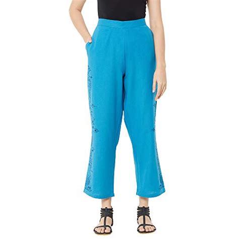 Buy ZOLA Sky Blue Geometric Embroidered Pant for Women at Amazon.in