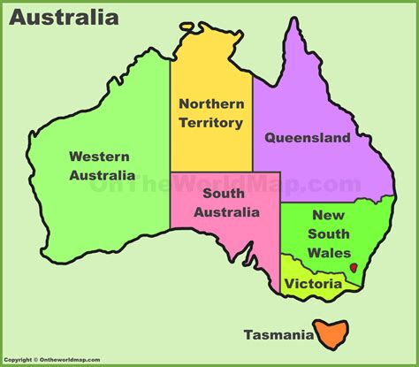 Australia states and territories map