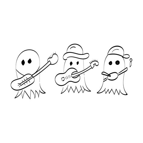 Halloween Ghost Outlines. Cute Ghost and add a little adventure. Spooky outline Drawing - Black ...
