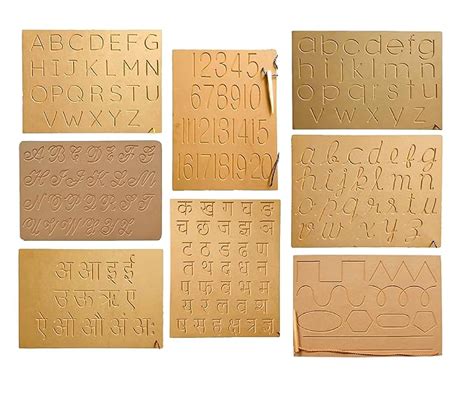 Wooden Tracing Board Pattern and Alphabet and Numbers and Uppercase and ...