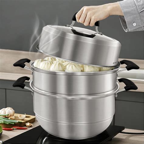 MANO 2 Tier Stainless Steel Steamer Cooking Pot with Lid ...