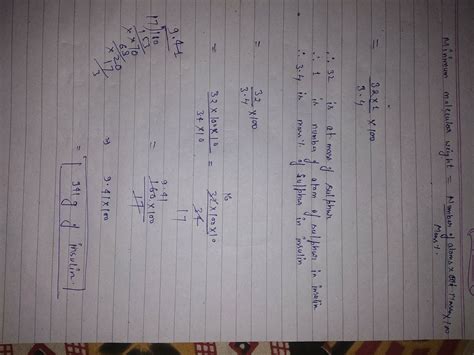 insulin contains 3.4% sulphur by mass what will be the minimum molecular weight of insulin ...