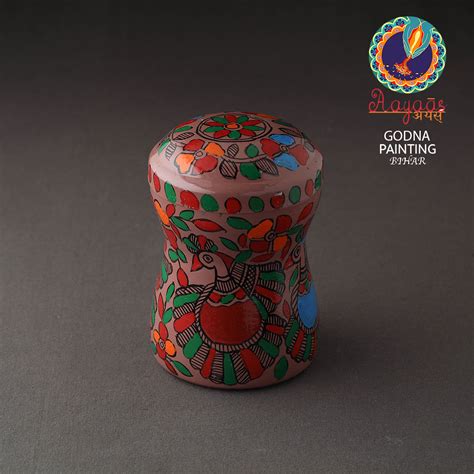 Brown Bengal Patua Handpainted Stainless Steel Multi Utility Canister ...
