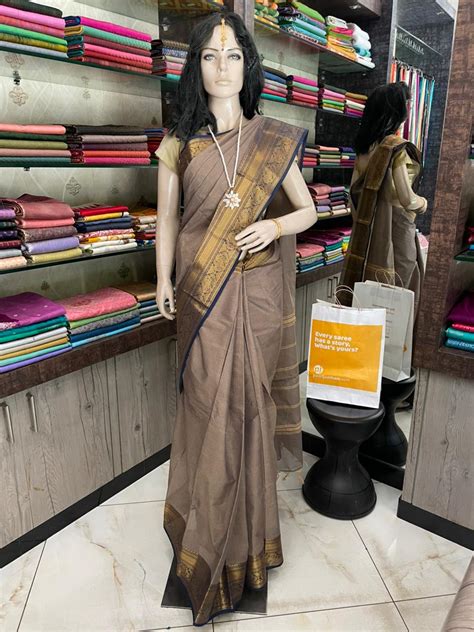 OT25A201 Brownish Gray Pure Handloom Kanchi Cotton Saree – Paarijaatham.com