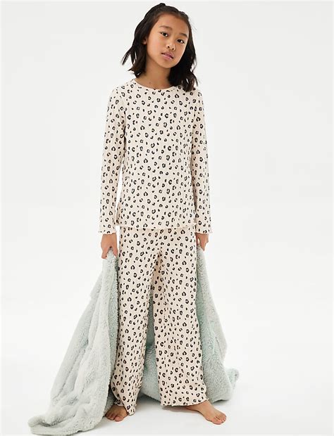 Buy Leopard Print Cosy Ribbed Pyjamas (1-16 Yrs) at Marks & Spencer