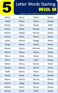 5 Letter Words Starting with M - Vocabulary Point
