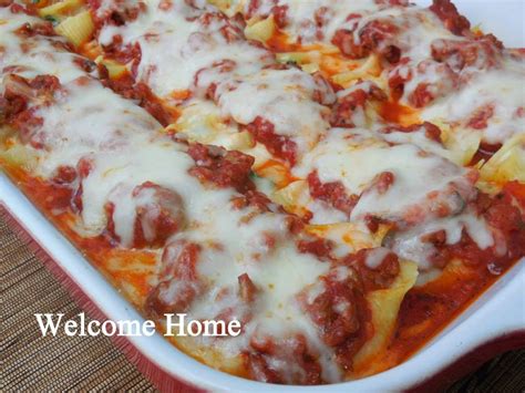 Welcome Home Blog: ♥ Jumbo Stuffed Shells in Meat Sauce