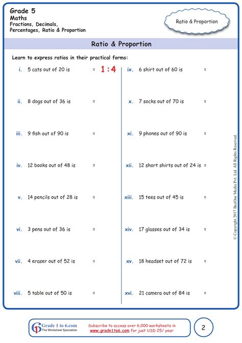 Ratios Printable Worksheets