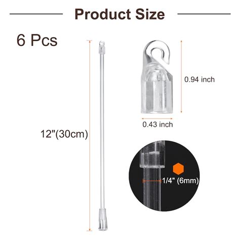 Unique Bargains 6Pcs 12 InchTransparent Blind Wand Replacement Parts ...