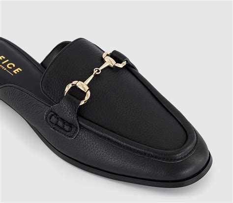 OFFICE Fairyland Hardware Mule Loafers Black Leather - Flat Shoes for Women