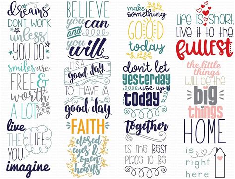 Buy Motivational Sayings Too SVG - 12 SVG, Clip Art, Cut and Printable ...