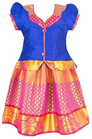 Buy NITHILA CREATIONS Latest Girls Pink Woven Design Ready to Wear ...
