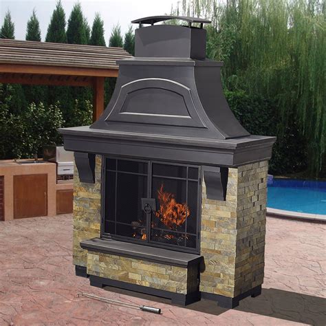 Sunjoy Nutmeg Wood Burning Fireplace - Outdoor Living - Outdoor Heating ...