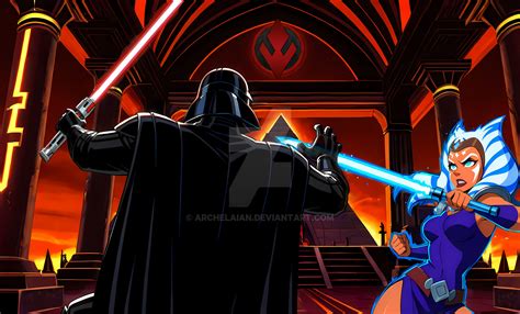 The Duel of Shadows: Ahsoka vs. Vader by archelaian on DeviantArt