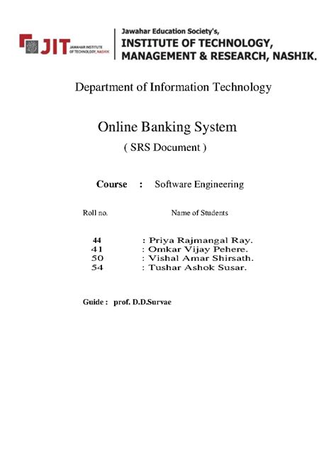 Online banking system srs - Department of Information Technology Online ...