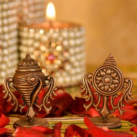 Buy Bhimonee Decor | Copper Handmade Small Shanku Chakra Duo | 2 Inches ...
