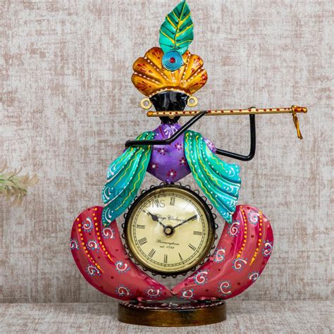 HOMURA CREATIONS -Krishna Hanging Flute with Clock Showpiece | Clock ...