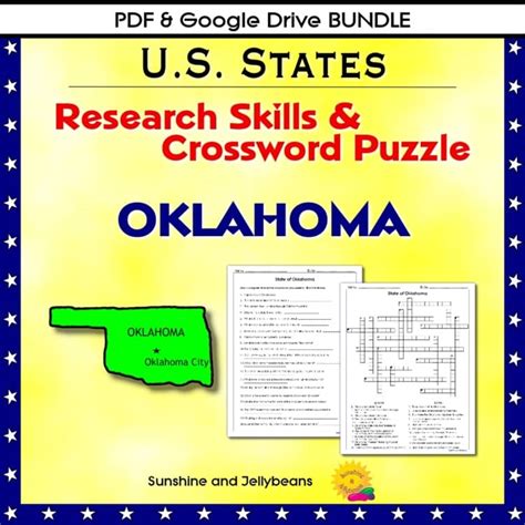 Oklahoma Research Skills Crossword Puzzle US States Geography Activity ...