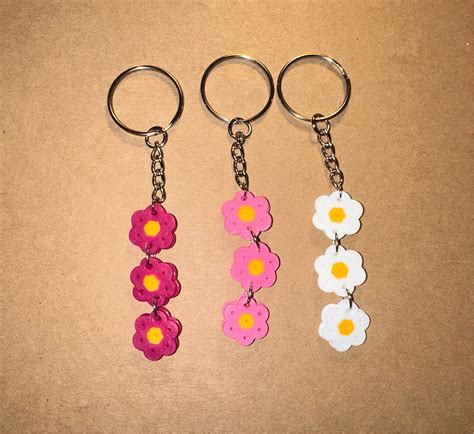 Flower Perler Bead Keychain - Etsy