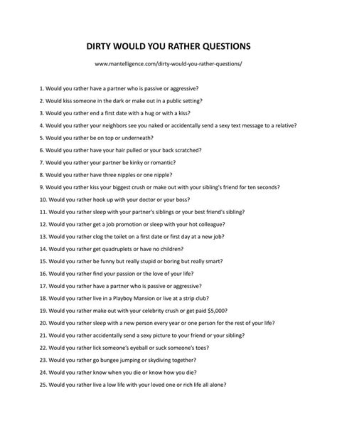 16 Dirty Would You Rather Questions (Sexy, Sexual, & NSFW)