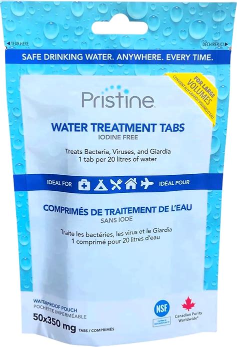 Pristine Water Treatment Tabs 167 mg, 50 Tablets, 1 tab = 20 litres of ...