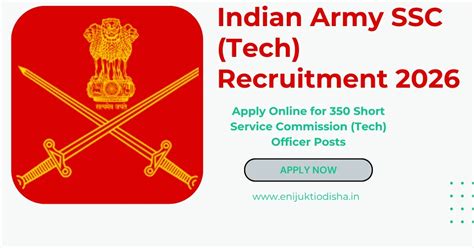 Indian Army SSC (Tech) Recruitment 2026: Apply Online for 350 Short ...