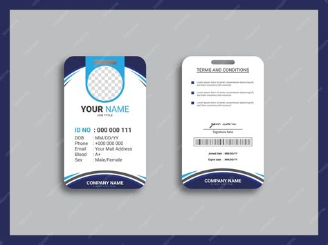 Premium Vector | Free vector front and back id card template with picture