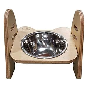 Emily Pets Adjustable Single Steel Feeder Bowls with Wood Stand for ...