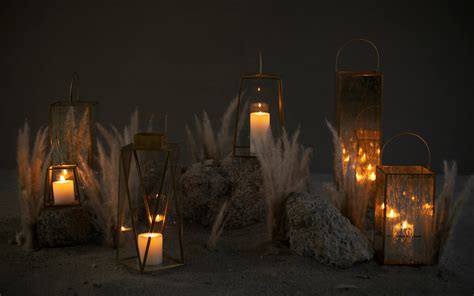 Hera Brass Candle Lantern Lamp Medium