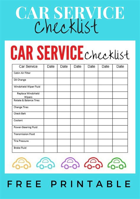 Free Printable Car Maintenance Checklist