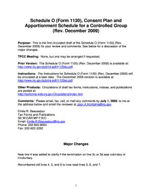 Fillable Online reginfo Schedule O (Form 1120), Consent Plan and ...