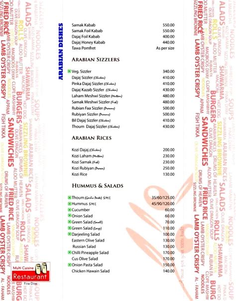 Menu of Zaitoon, Velachery, Chennai | June, 2026