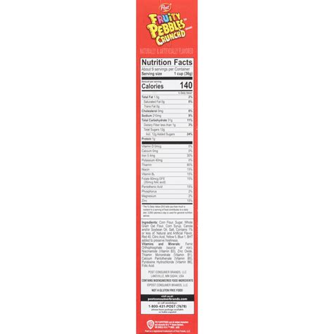 Fruity Pebbles Nutrition Label