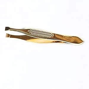 Golden Tweezer plucker for eyebrow nose ear upper lips anti slip and ...