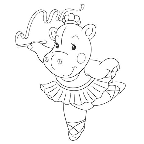 Hippo Ballerina Coloring Page