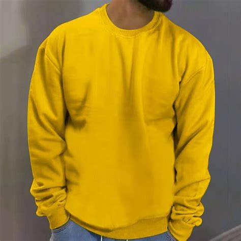 Men's Sweatshirt Black White Yellow Red Navy Blue Crew Neck Plain ...