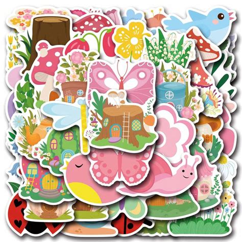 50PCS Cartoon Forest Fairy Stickers Stickers Vinyl Aesthetics Stickers ...