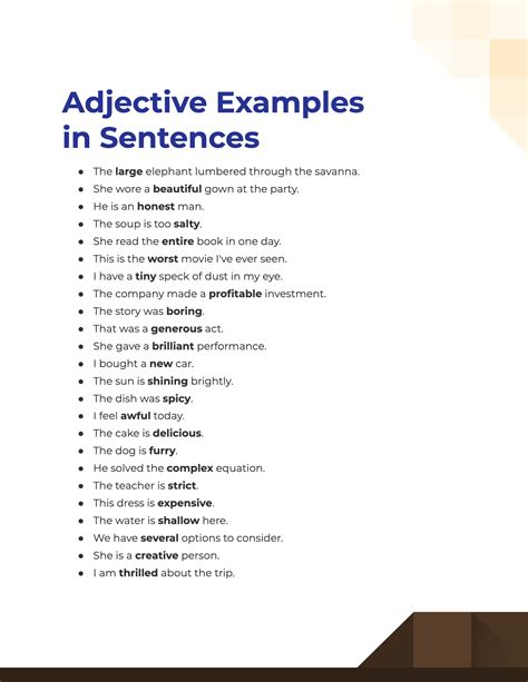 Sentences That Have Adjectives - UK Printable Hub