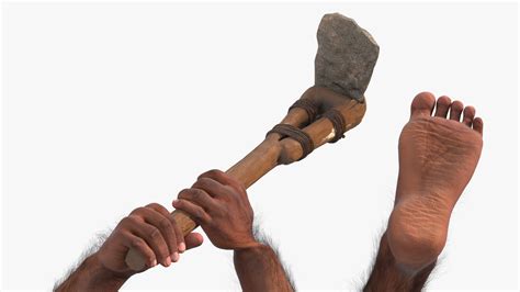 3D model Homo Erectus with a Prehistoric Stone Hoe Fur | 3D Molier ...