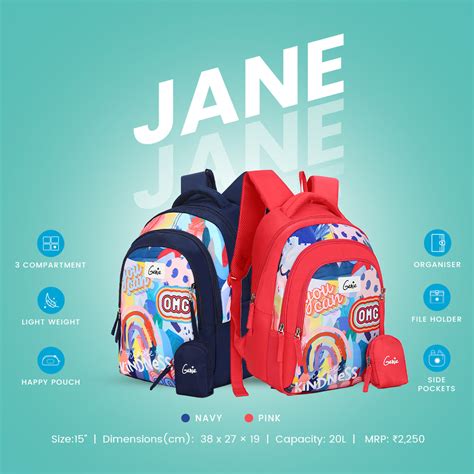 Buy Genie Jane 20L Navy Blue Kids Backpack Online