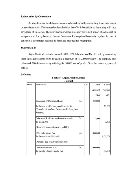Redemption by Conversion - If debentureholders find that the offer is ...