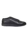 Buy Black Solid Leather Handcrafted Sneakers For Men by Domani Online ...
