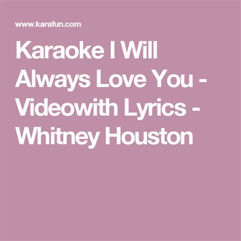 Karaoke I Will Always Love You - Videowith Lyrics - Whitney Houston ...
