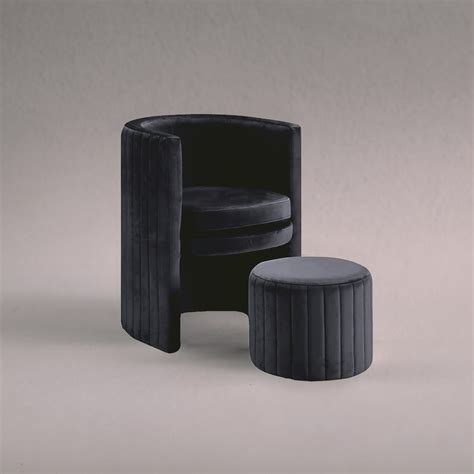 Contemporary Luxe Lounge Chair With Ottoman Footrest Black – Nestroots